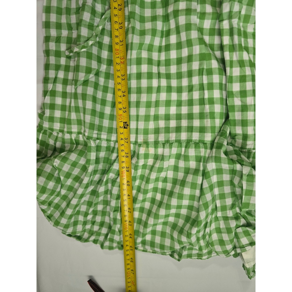 Draper James RSVP Green Gingham Tiered Midi Dress Cotton Ruffle Strap Size M - Picture 11 of 16